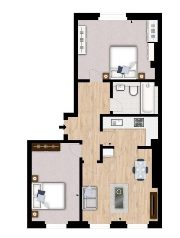 Floor Plan Image for 2 Bedroom Flat to Rent in Cedar House, 39-41 Nottingham Place, Marylebone