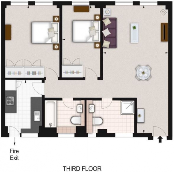 Floor Plan Image for 2 Bedroom Flat to Rent in Fulham Road, Chelsea