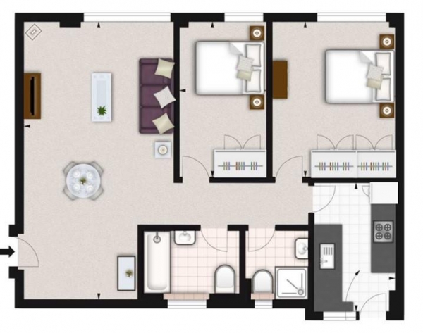 Floor Plan Image for 2 Bedroom Flat to Rent in Fulham Road, London