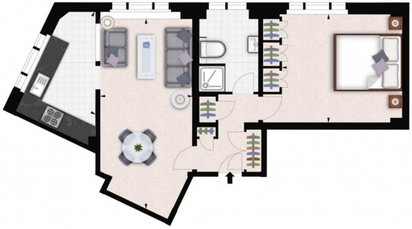 Floor Plan for 1 Bedroom Flat to Rent in Hill Street, London, W1J, 5NA - £740  pw | £3207 pcm