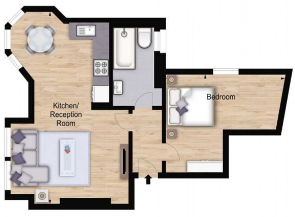 Floor Plan Image for 1 Bedroom Flat to Rent in Hamlet Gardens, Hammersmith