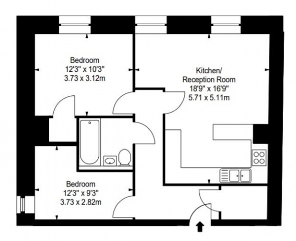 Floor Plan Image for 2 Bedroom Flat to Rent in Palace Wharf Apartments, Rainville Road, London