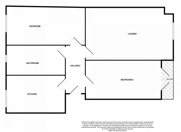 Floor Plan Image for 2 Bedroom Flat to Rent in Clarendon Gardens, Ilford