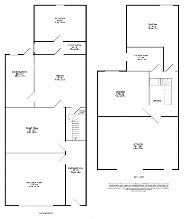 Floor Plan for 4 Bedroom Terraced House to Rent in Chester Road, London, N9, 8JG - £404 pw | £1750 pcm