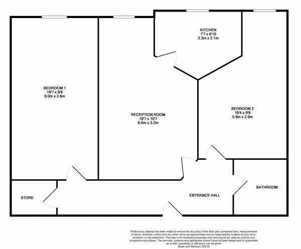 Floor Plan Image for 2 Bedroom Flat to Rent in Heron Court, Morland Road, Ilford