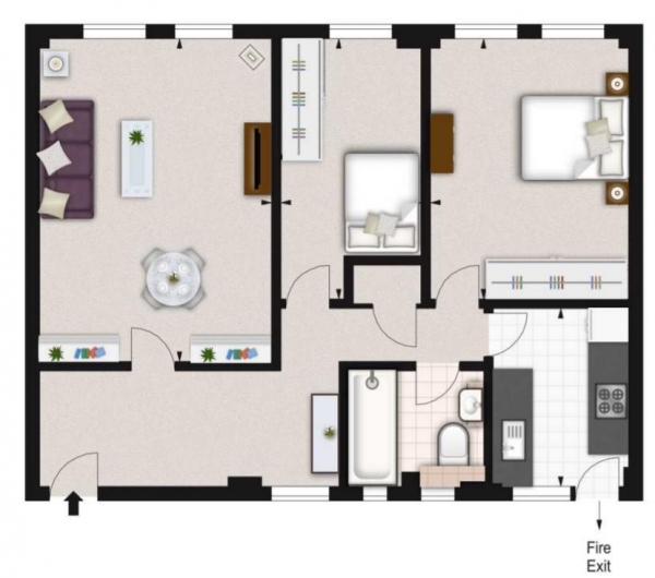 Floor Plan Image for 2 Bedroom Apartment to Rent in Fulham Road, Chelsea