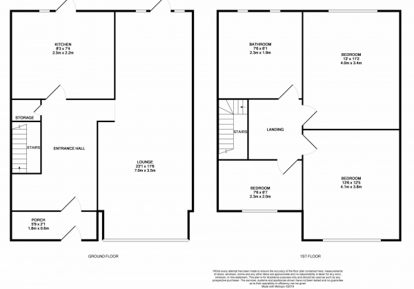 Floor Plan for 3 Bedroom Terraced House to Rent in Glenham Drive, Ilford, IG2, 6SG - £381 pw | £1650 pcm