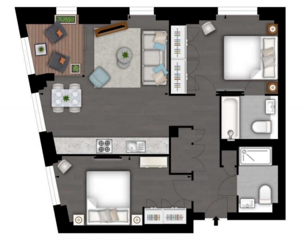 Floor Plan Image for 2 Bedroom Apartment to Rent in Charles Clowes Walk, London