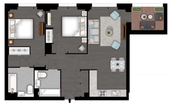 Floor Plan Image for 2 Bedroom Apartment to Rent in Charles Clowes Walk, London