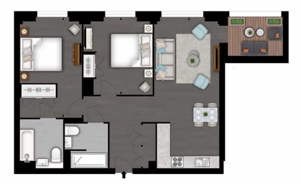 Floor Plan Image for 2 Bedroom Apartment to Rent in Charles Clowes Walk, London