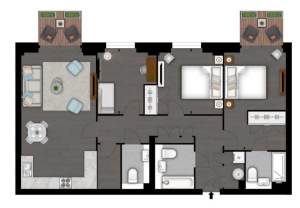 Floor Plan Image for 3 Bedroom Apartment to Rent in Charles Clowes Walk, London