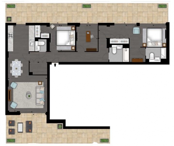 Floor Plan Image for 3 Bedroom Penthouse to Rent in Charles Clowes Walk, Nine Elms