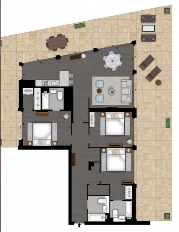 Floor Plan Image for 3 Bedroom Penthouse to Rent in Thornes House, Nine Elms