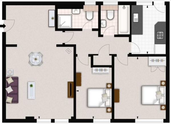 Floor Plan Image for 2 Bedroom Apartment to Rent in Fulham Road, London