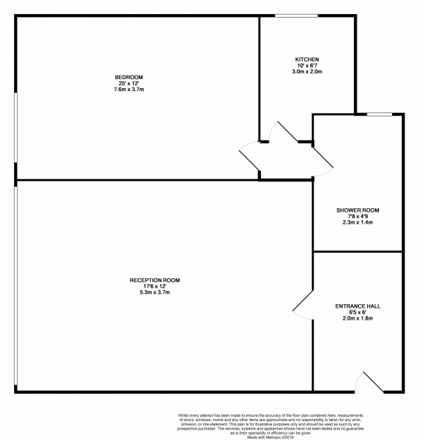 Floor Plan for 1 Bedroom Apartment to Rent in Courtney Lodge, Ashurst Drive, Barkingside, IG6, 1HB - £265 pw | £1150 pcm