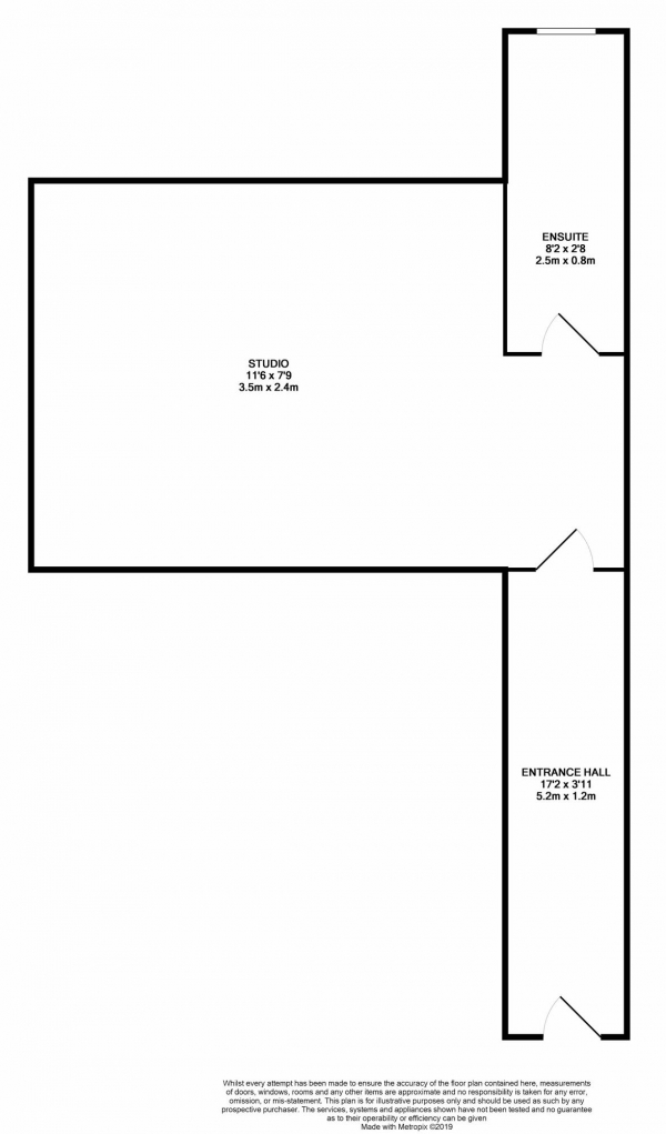 Floor Plan Image for 1 Bedroom Studio to Rent in Campbell Avenue, Ilford