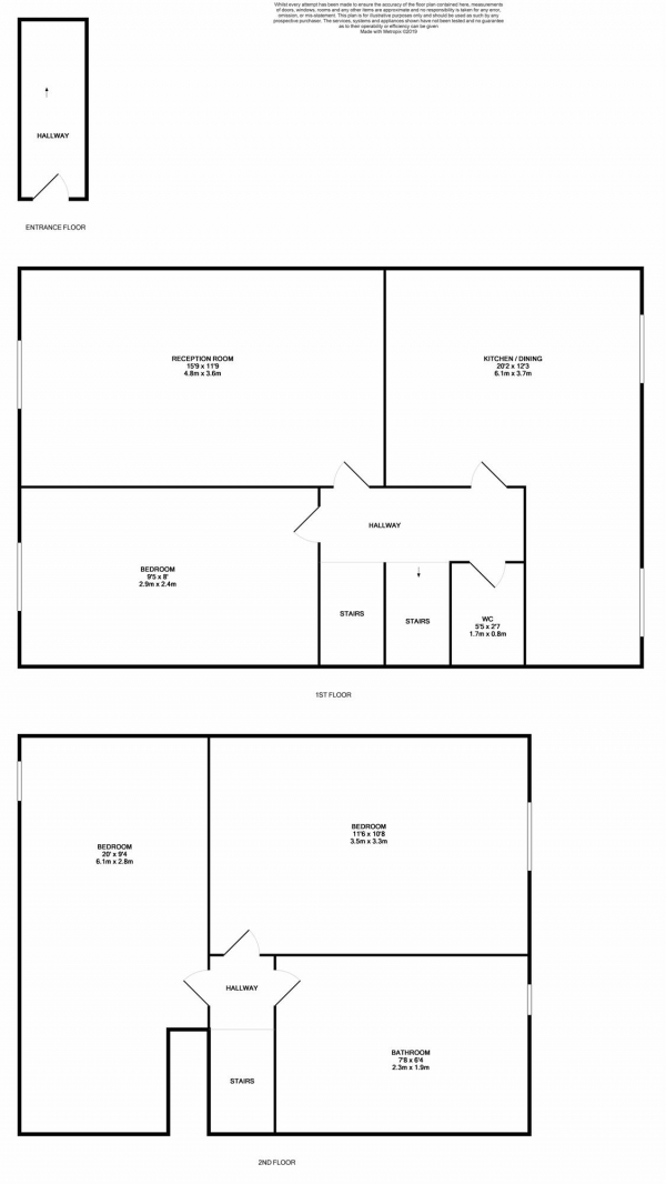 Floor Plan for 3 Bedroom Apartment to Rent in Green Lane, Seven Kings, Ilford, IG3, 9TD - £323 pw | £1400 pcm