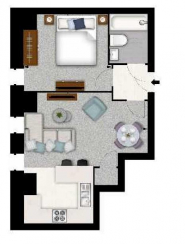 Floor Plan Image for 1 Bedroom Flat to Rent in Palace Wharf, Rainville Road, London