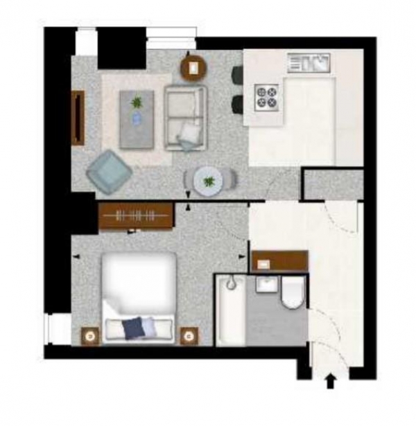 Floor Plan Image for 1 Bedroom Flat to Rent in Palace Wharf, Rainville Road, London