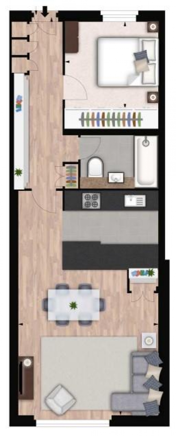 Floor Plan Image for 1 Bedroom Flat to Rent in Fulham Road, London