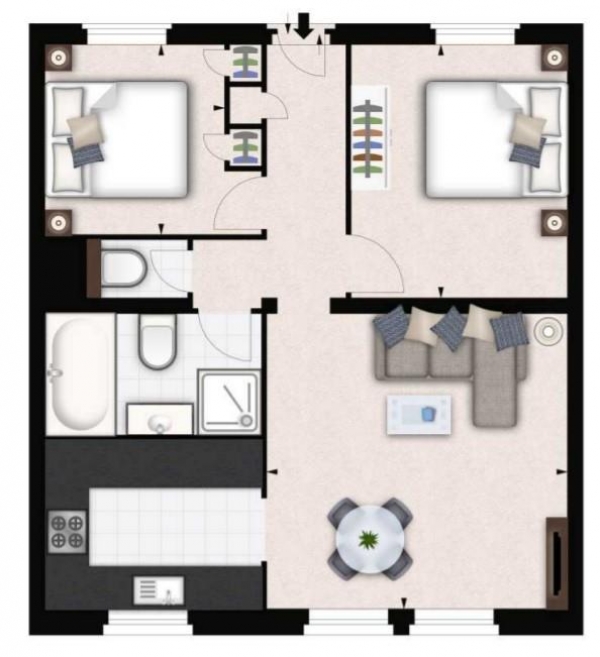 Floor Plan Image for 2 Bedroom Flat to Rent in Fulham Road, London