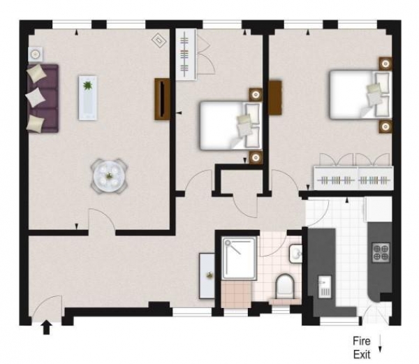 Floor Plan Image for 2 Bedroom Flat to Rent in Fulham Road, Chelsea