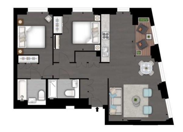 Floor Plan Image for 2 Bedroom Apartment to Rent in Charles Clowes Walk, London