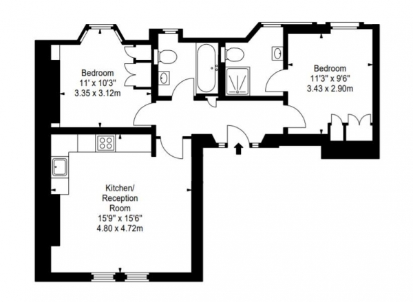 Floor Plan Image for 2 Bedroom Flat to Rent in Hamlet Gardens, 290 King Street, Hammersmith