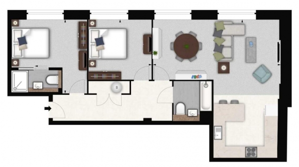 Floor Plan Image for 2 Bedroom Flat to Rent in Palace Wharf, Rainville Road, London