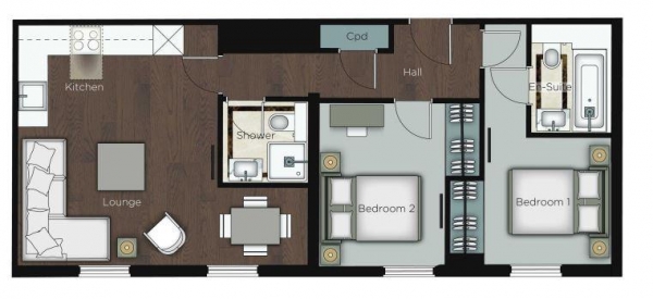 Floor Plan Image for 2 Bedroom Flat to Rent in Kensington Gardens Square, London