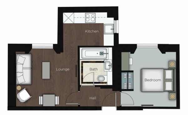 Floor Plan Image for 1 Bedroom Apartment to Rent in Kensington Gardens Square, Kensington