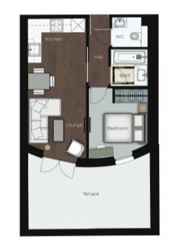 Floor Plan Image for 1 Bedroom Flat to Rent in Kensington Gardens Square, Kensington