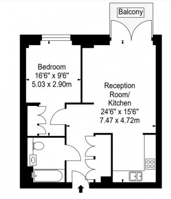 Floor Plan Image for 1 Bedroom Apartment to Rent in Charles Clowes Walk, Nine Elms