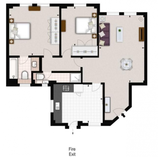 Floor Plan Image for 2 Bedroom Flat to Rent in Fulham Road, London