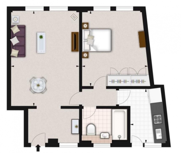 Floor Plan Image for 1 Bedroom Flat to Rent in Fulham Road, Chelsea