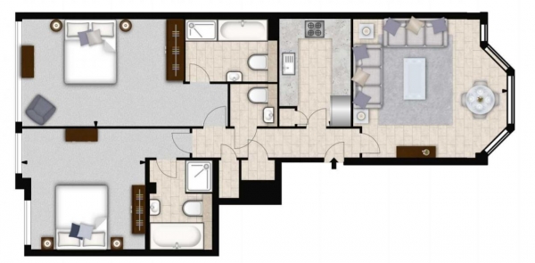 Floor Plan Image for 2 Bedroom Apartment to Rent in Imperial House, London