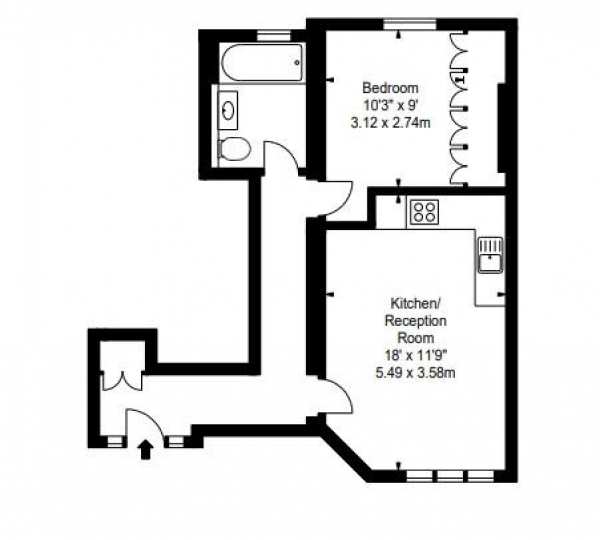 Floor Plan Image for 1 Bedroom Apartment to Rent in Hamlet Gardens, 290 King Street, Ravenscourt Park, Hammersmith