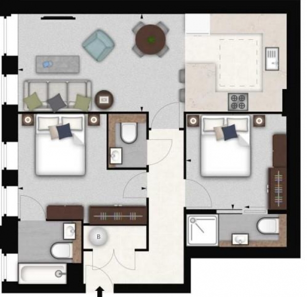 Floor Plan Image for 2 Bedroom Apartment to Rent in Palace Wharf, Rainville Road, London