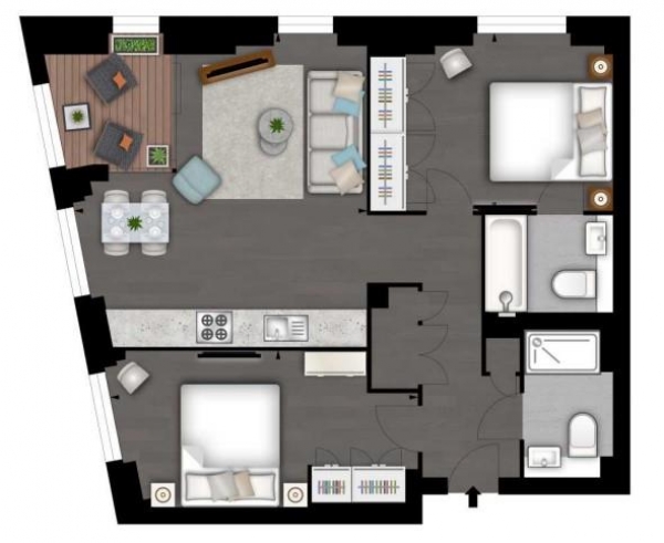 Floor Plan Image for 2 Bedroom Apartment to Rent in Charles Clowes Walk, Nine Elms