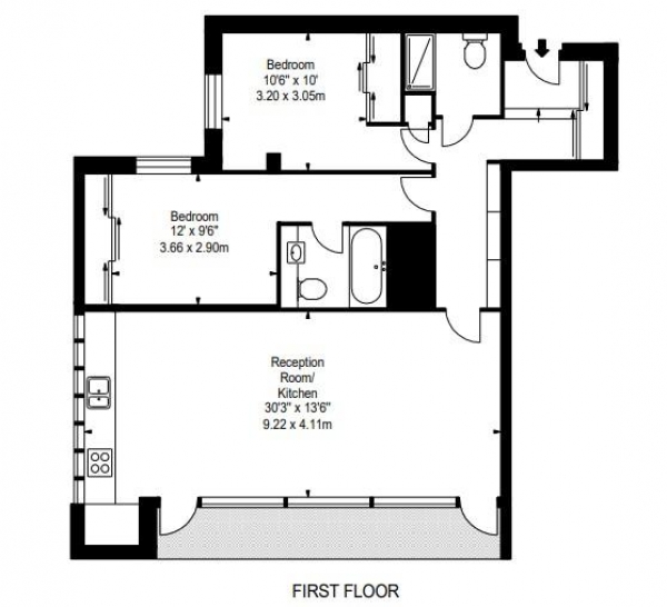 Floor Plan Image for 2 Bedroom Apartment to Rent in Fulham Road, London