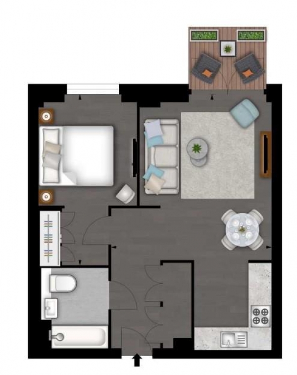 Floor Plan Image for 1 Bedroom Flat to Rent in Charles Clowes Walk, Nine Elms