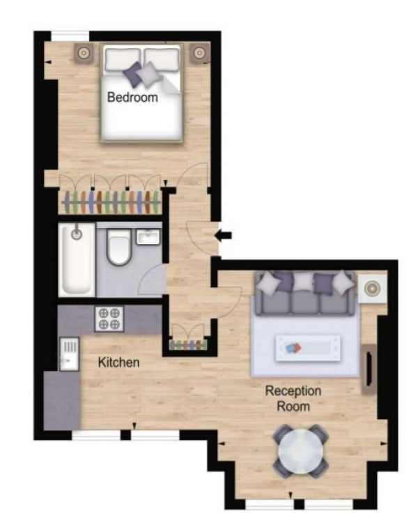 Floor Plan Image for 1 Bedroom Apartment to Rent in Hamlet Gardens, 290 King Street, Hammersmith