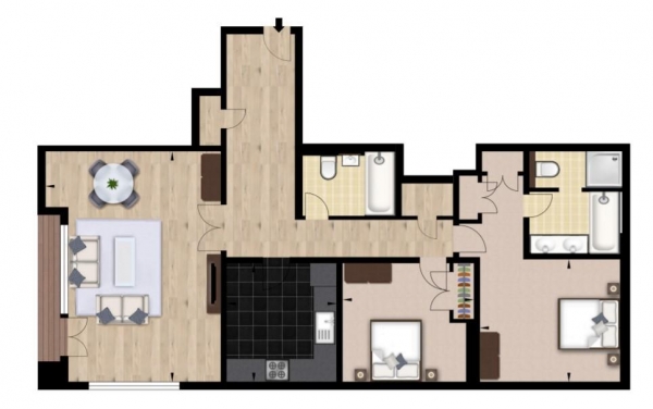 Floor Plan Image for 2 Bedroom Apartment to Rent in Westferry Circus, London