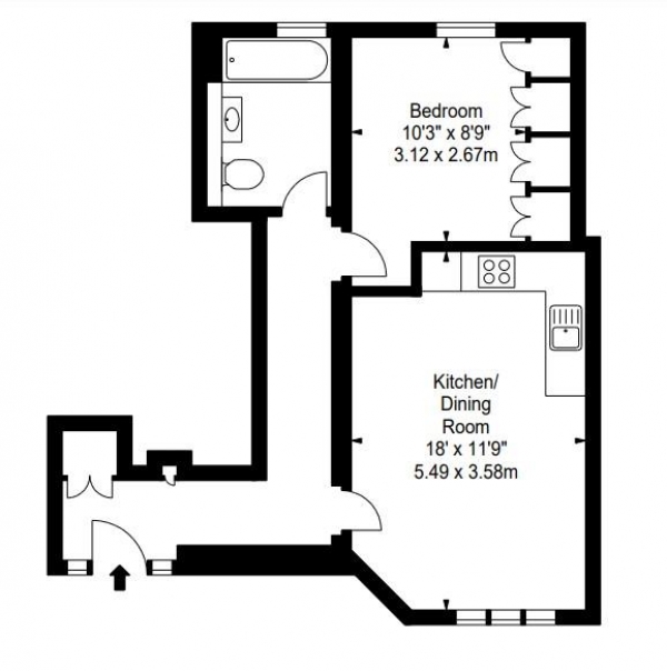 Floor Plan Image for 1 Bedroom Apartment to Rent in Hamlet Gardens, 290 King Street, London