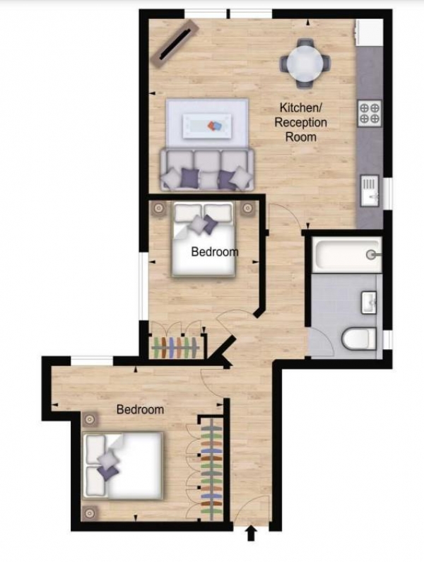 Floor Plan Image for 2 Bedroom Apartment to Rent in Hamlet Gardens, 290 King Street, Hammersmith