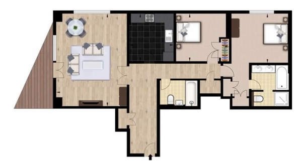 Floor Plan Image for 2 Bedroom Apartment to Rent in Westferry Circus, London