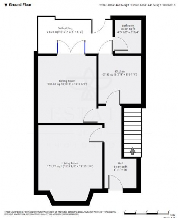 Floor Plan Image for 3 Bedroom Terraced House to Rent in Netherfield Gardens, Essex