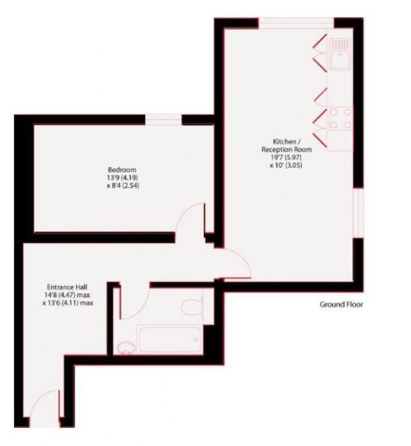 Floor Plan Image for 1 Bedroom Flat for Sale in Mill House, Windmill Place, London