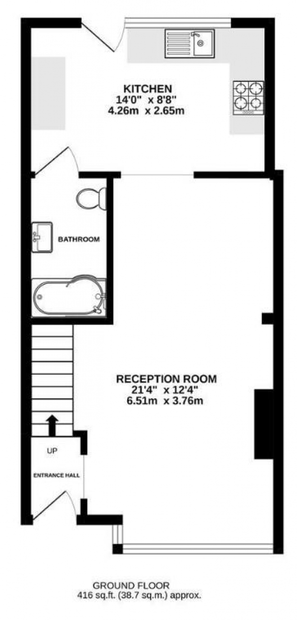 Floor Plan Image for 3 Bedroom Terraced House to Rent in Laburnum Avenue, Hornchurch