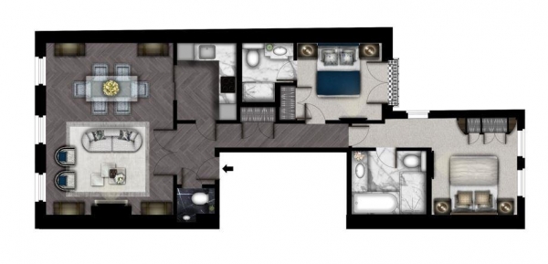 Floor Plan Image for 2 Bedroom Apartment to Rent in Prince Of Wales Terrace, London